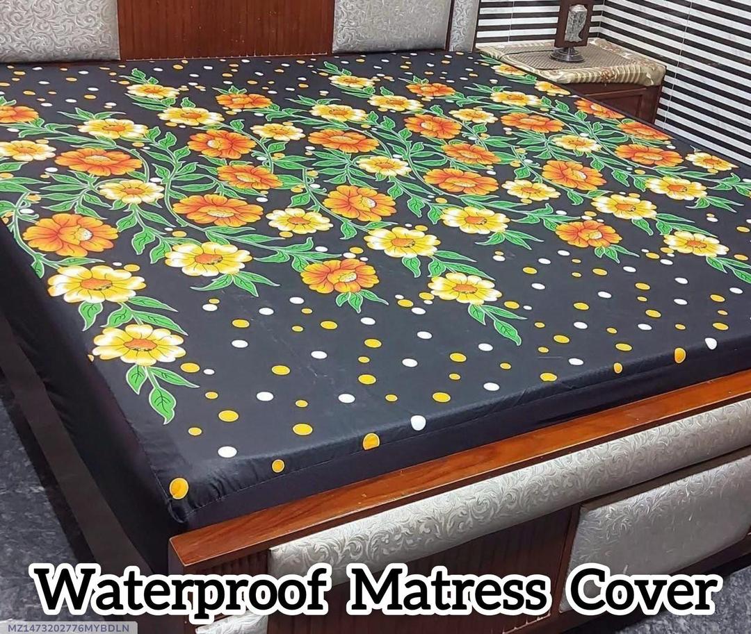 Terry Cotton Printed Double Bed Mattress Cover