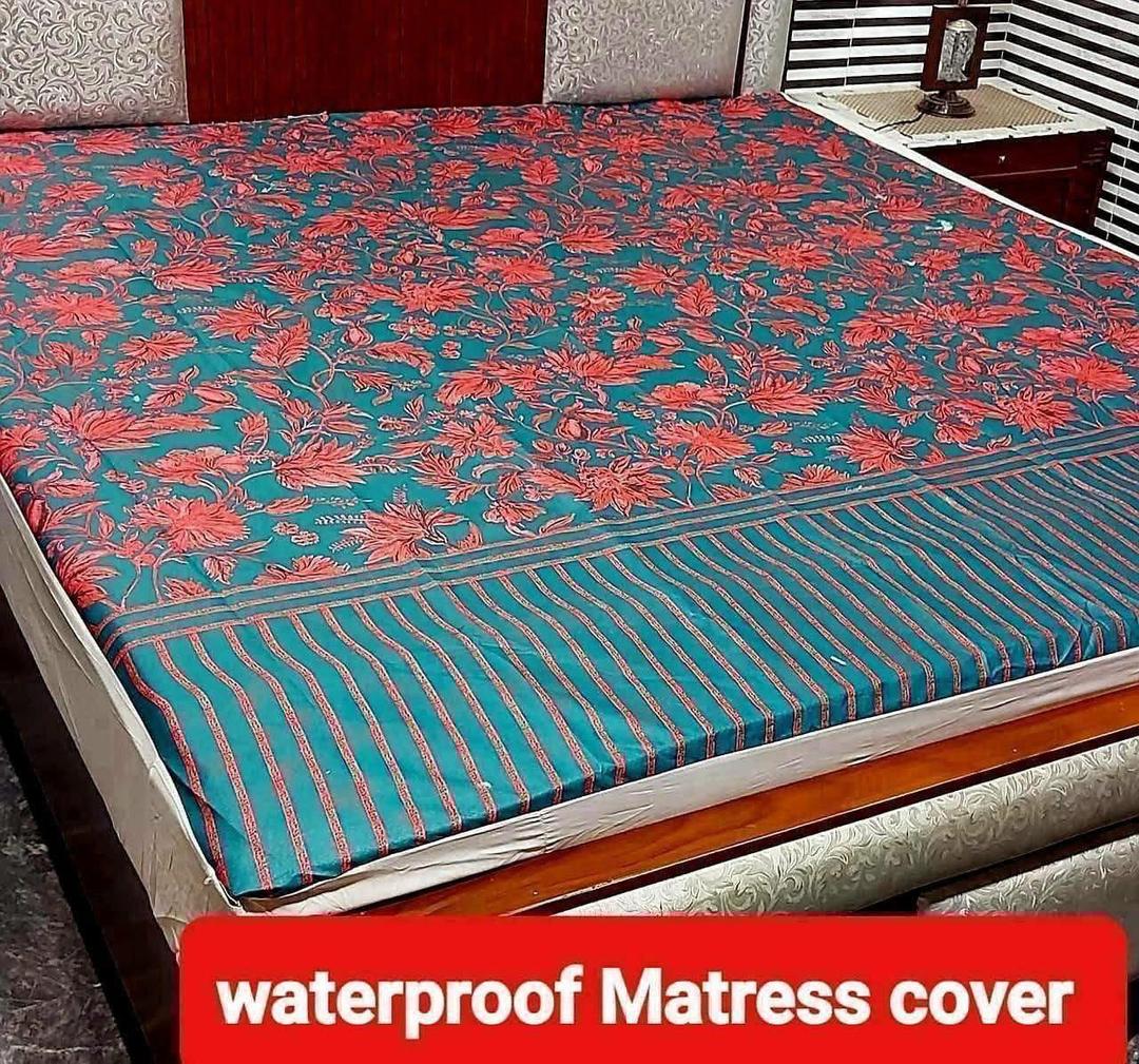Terry Cotton Printed Double Bed Mattress Cover