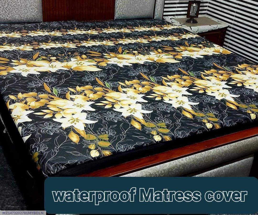 Terry Cotton Printed Double Bed Mattress Cover