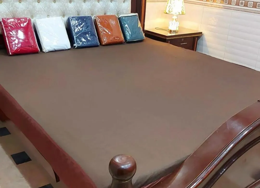 Terry Cotton Plain Double Bed Waterproof Mattress Cover