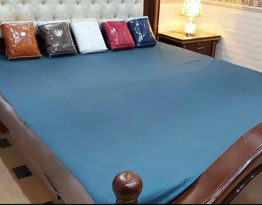 Terry Cotton Plain Double Bed Waterproof Mattress Cover