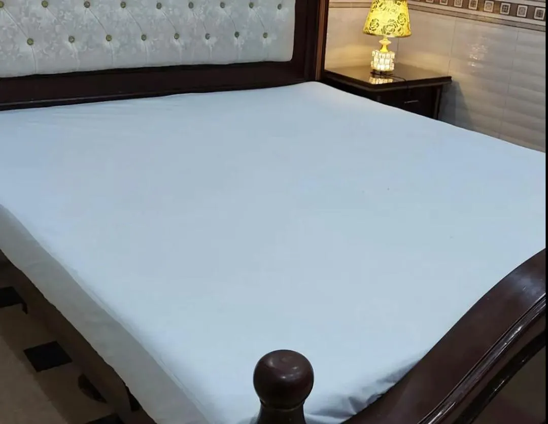Terry Cotton Plain Double Bed Waterproof Mattress Cover