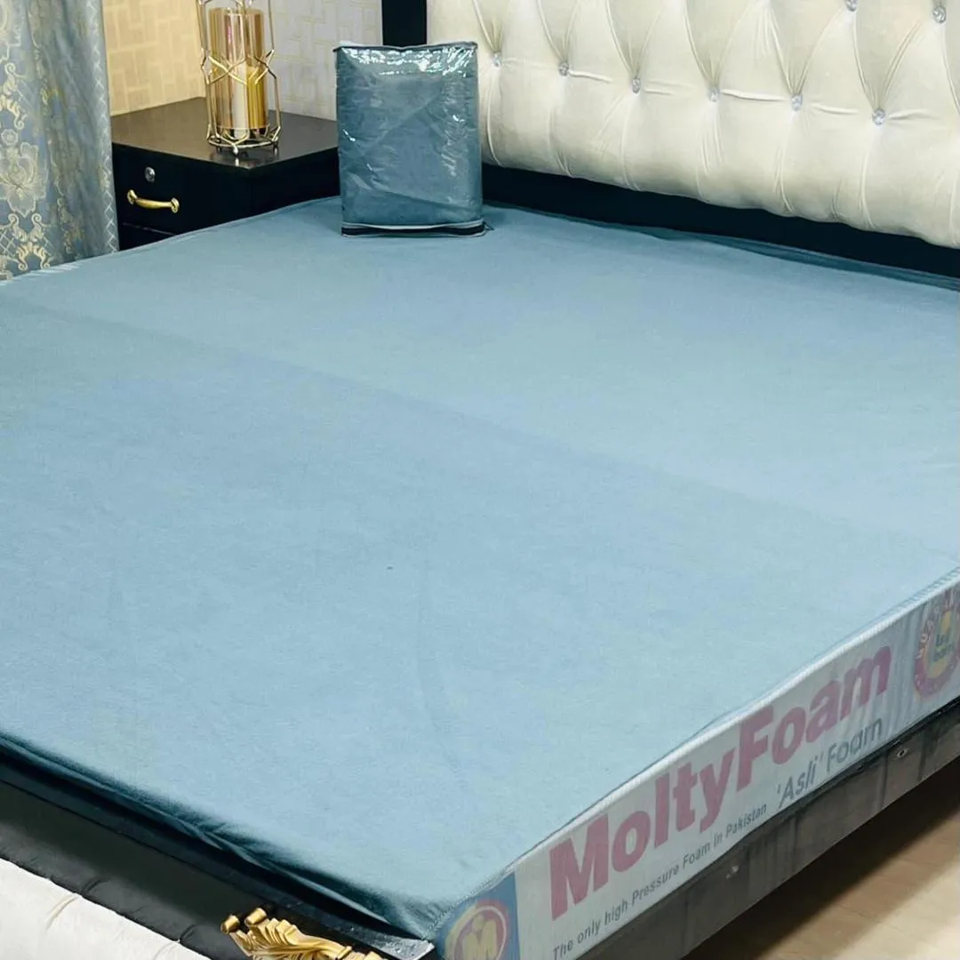 Terry Cotton Plain Double Bed Waterproof Mattress Cover