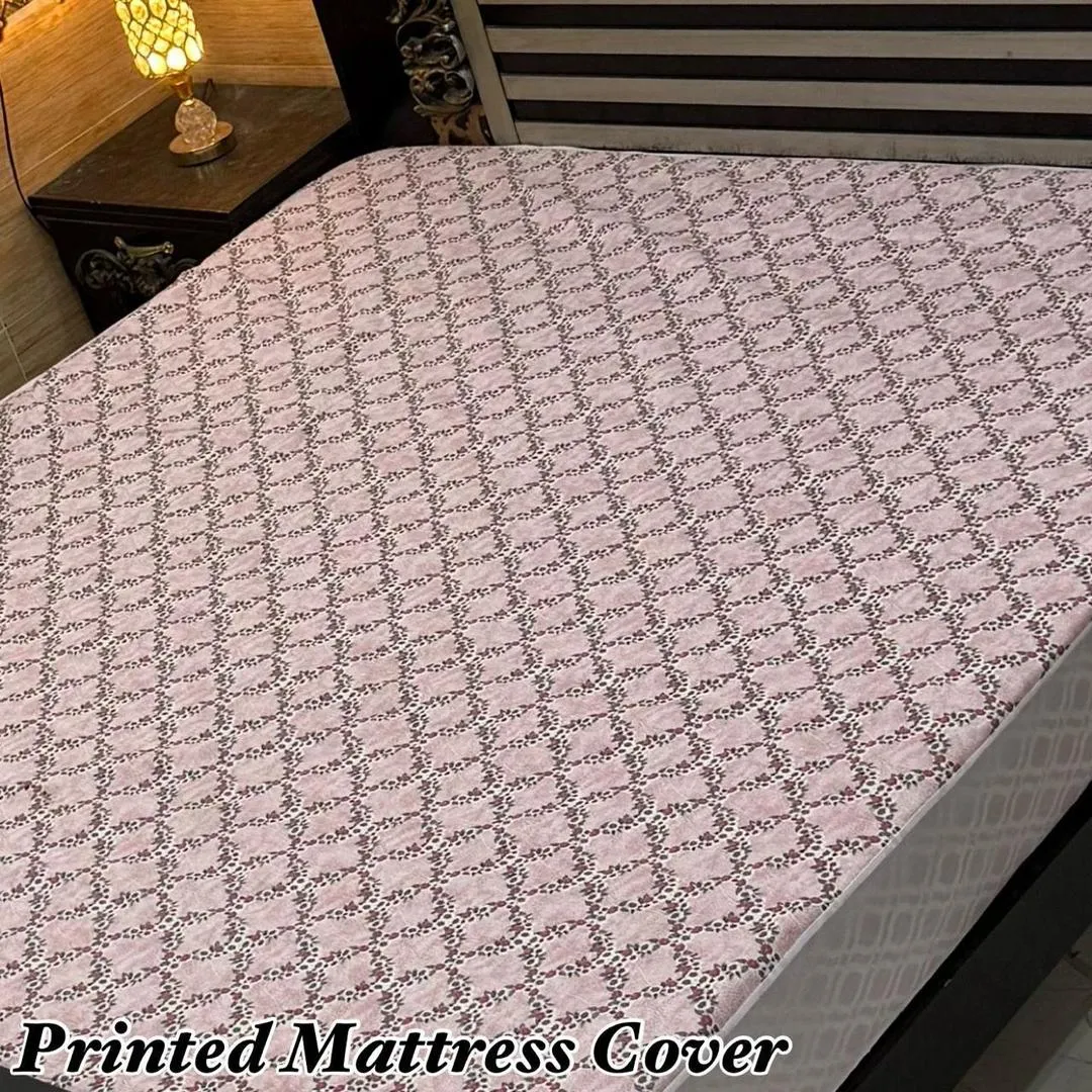 Stylish Terry Cotton Printed Double Bed Waterproof Mattress Cover
