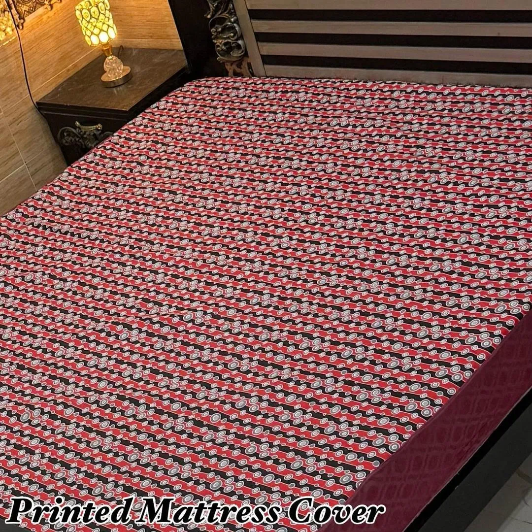 Stylish Terry Cotton Printed Double Bed Waterproof Mattress Cover