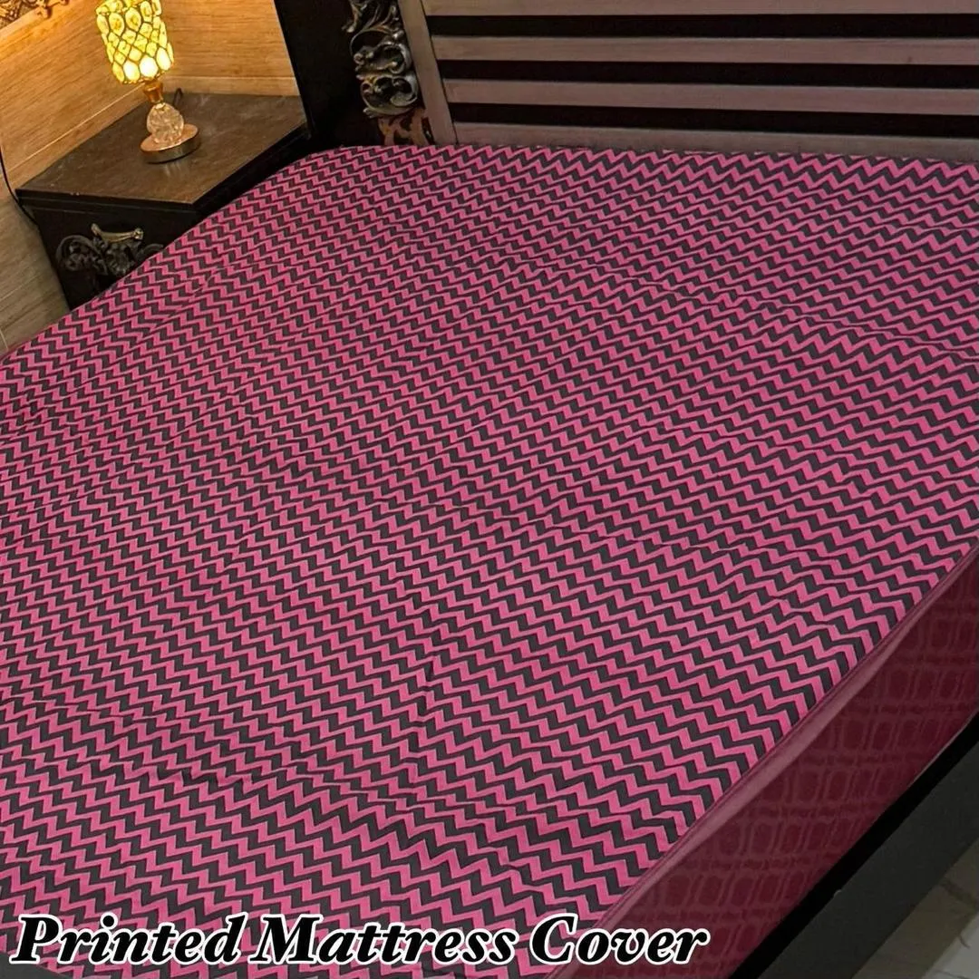 Stylish Terry Cotton Printed Double Bed Waterproof Mattress Cover