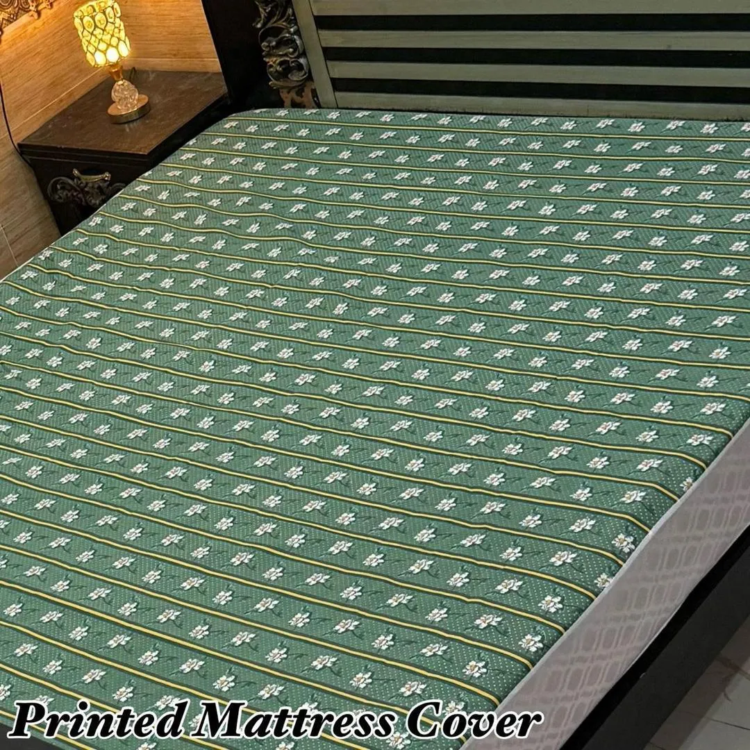 Stylish Terry Cotton Printed Double Bed Waterproof Mattress Cover