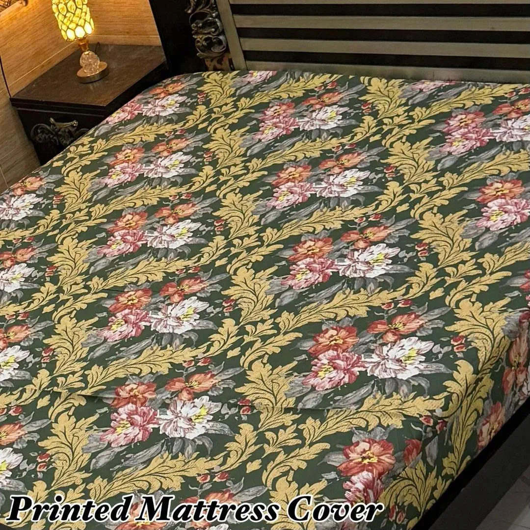 Stylish Terry Cotton Printed Double Bed Waterproof Mattress Cover