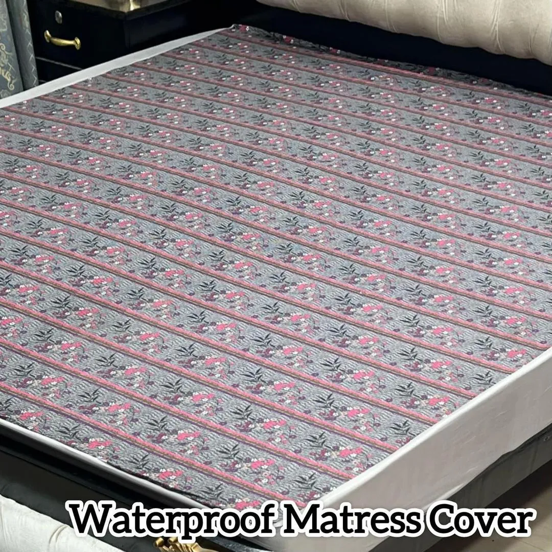 Terry Cotton Printed Double Bed Waterproof Mattress Cover