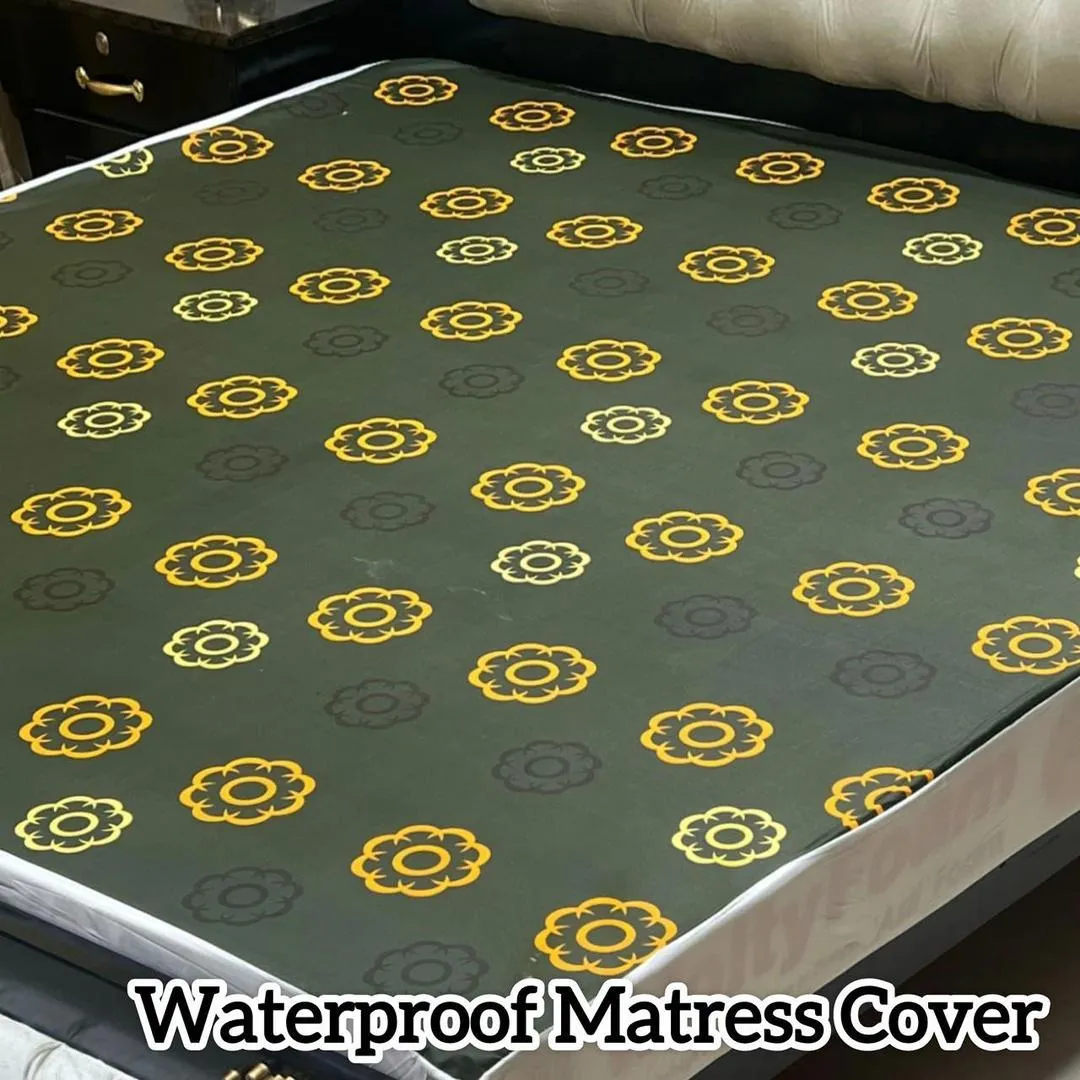 Terry Cotton Printed Double Bed Waterproof Mattress Cover