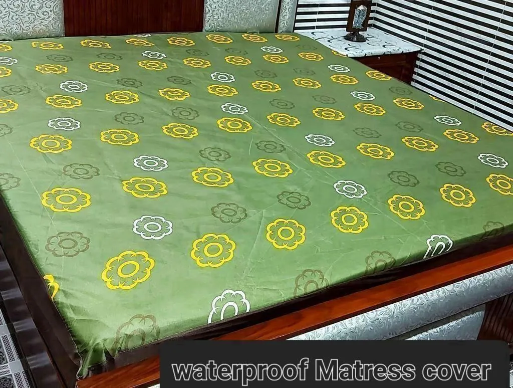 Terry Cotton Printed Double Bed Waterproof Mattress Cover