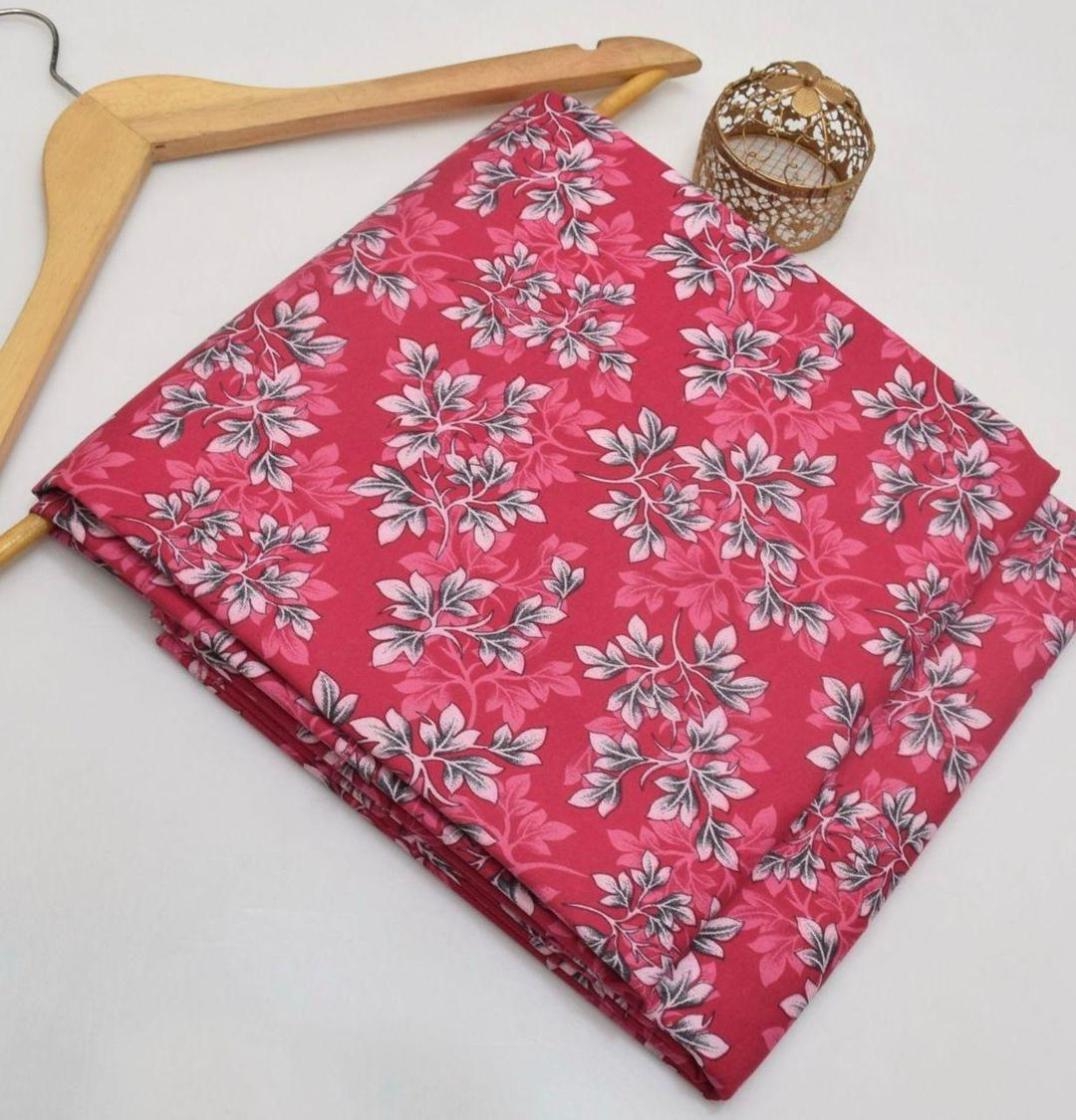 Women Unstitched Printed Suit Pink Polo Cotton 2 Pcs
