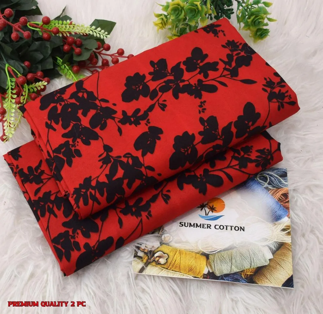 2 Pcs Women's Unstitched Printed Suit