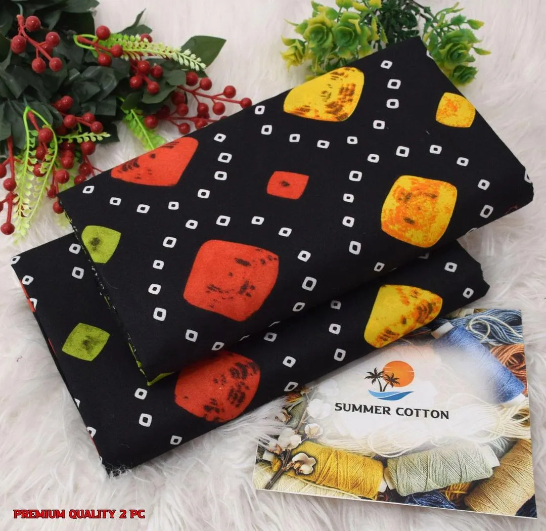 2 Pcs Women's Unstitched Printed Suit