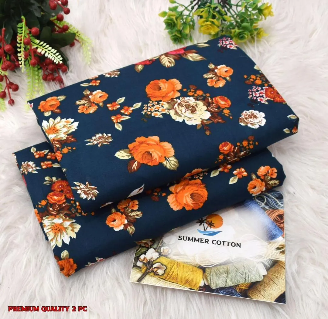 2 Pcs Women's Unstitched Printed Suit