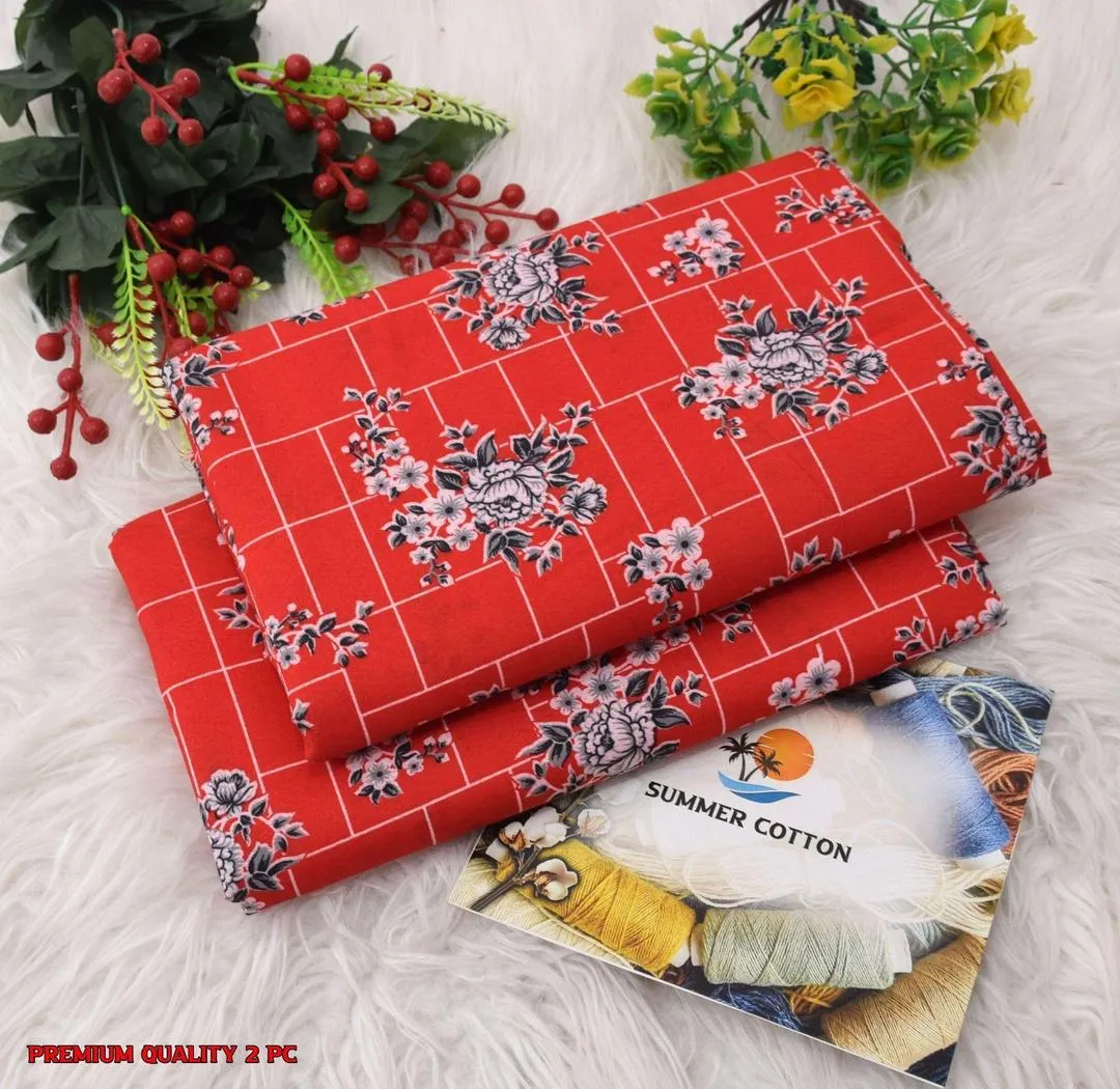 2 Pcs Women's Unstitched Printed Suit