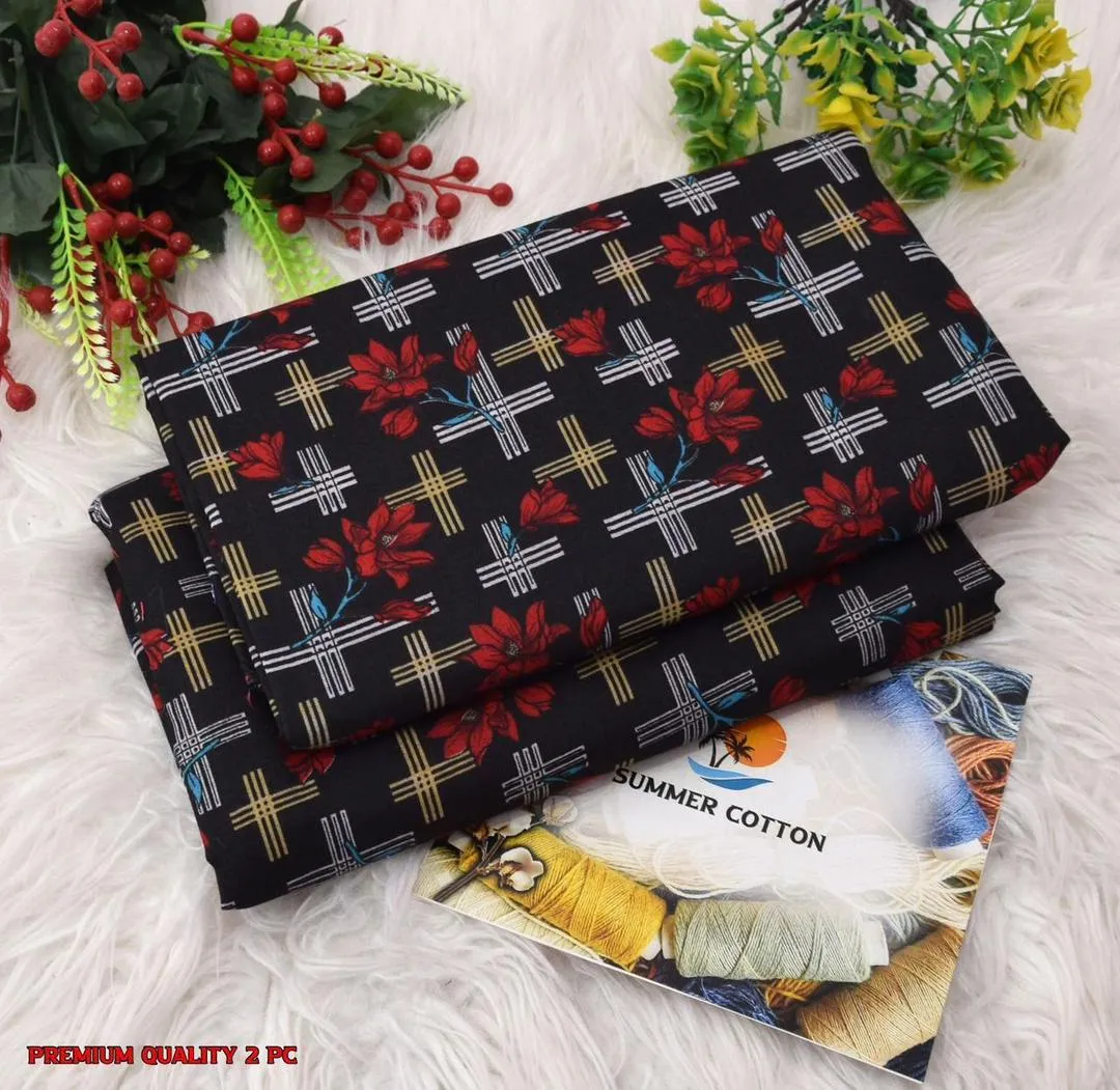 2 Pcs Women's Unstitched Printed Suit