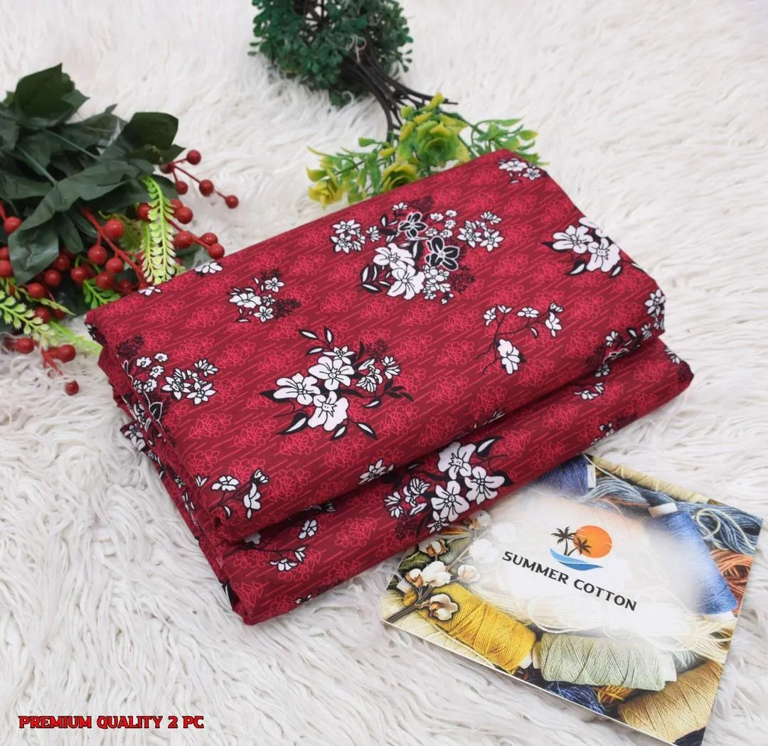 Stylish 2 Pcs Women's Unstitched Printed Suit