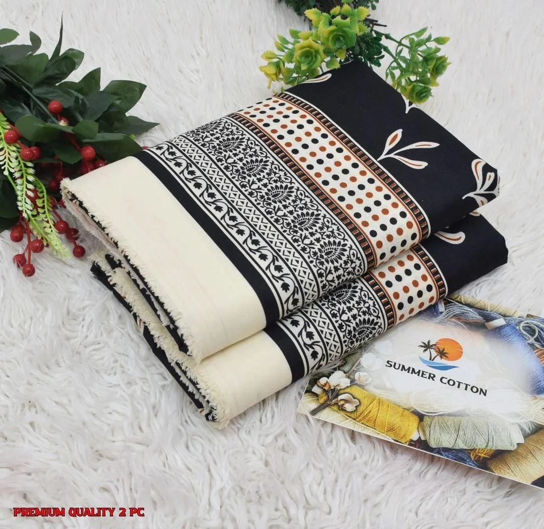 Stylish 2 Pcs Women's Unstitched Printed Suit