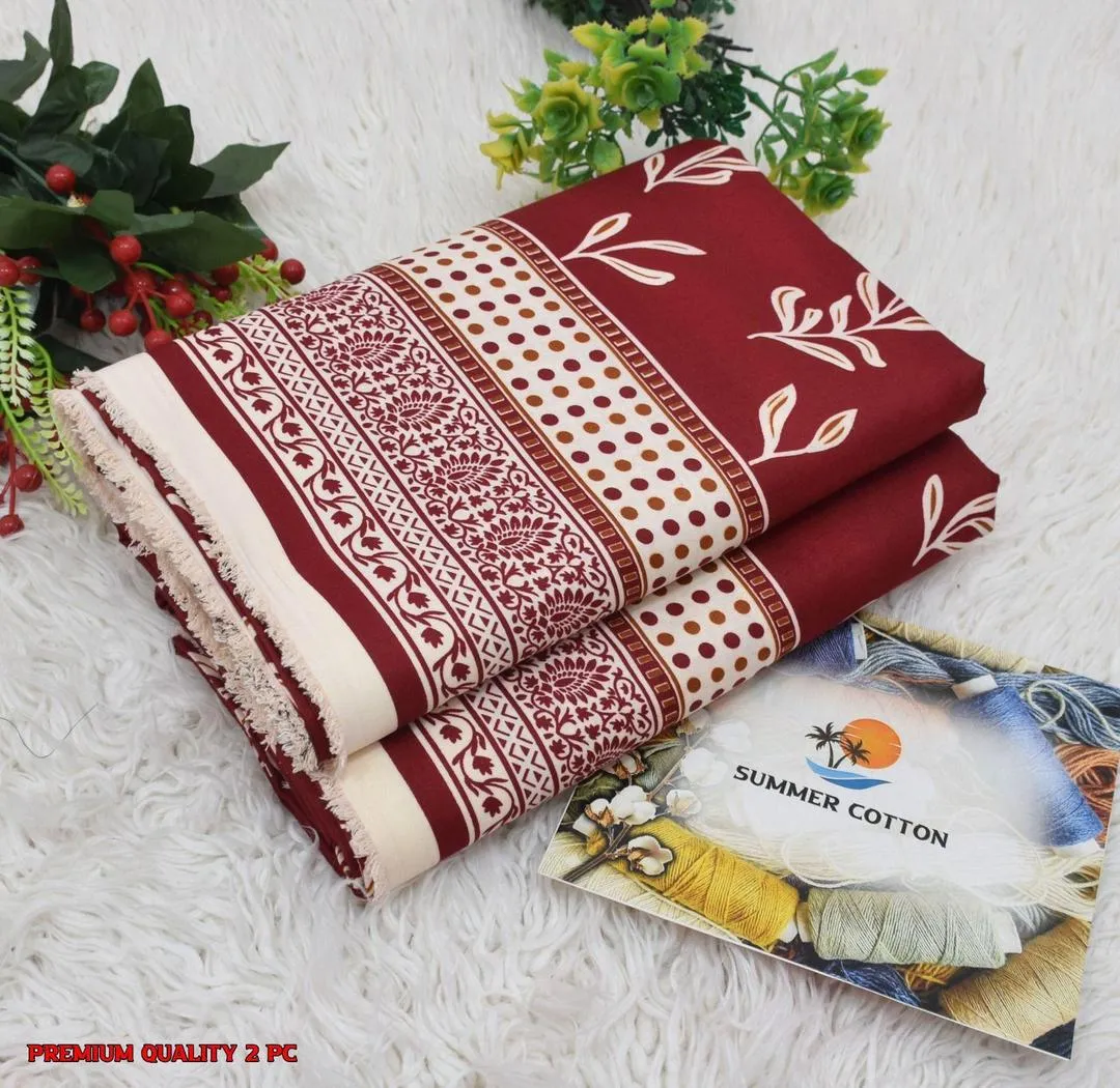 Stylish 2 Pcs Women's Unstitched Printed Suit