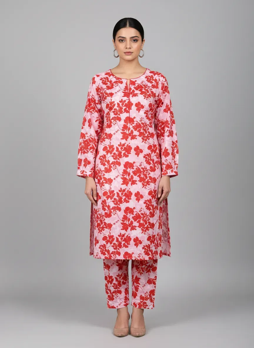 Women Unstitched Printed Suit White Floral 2 Pcs