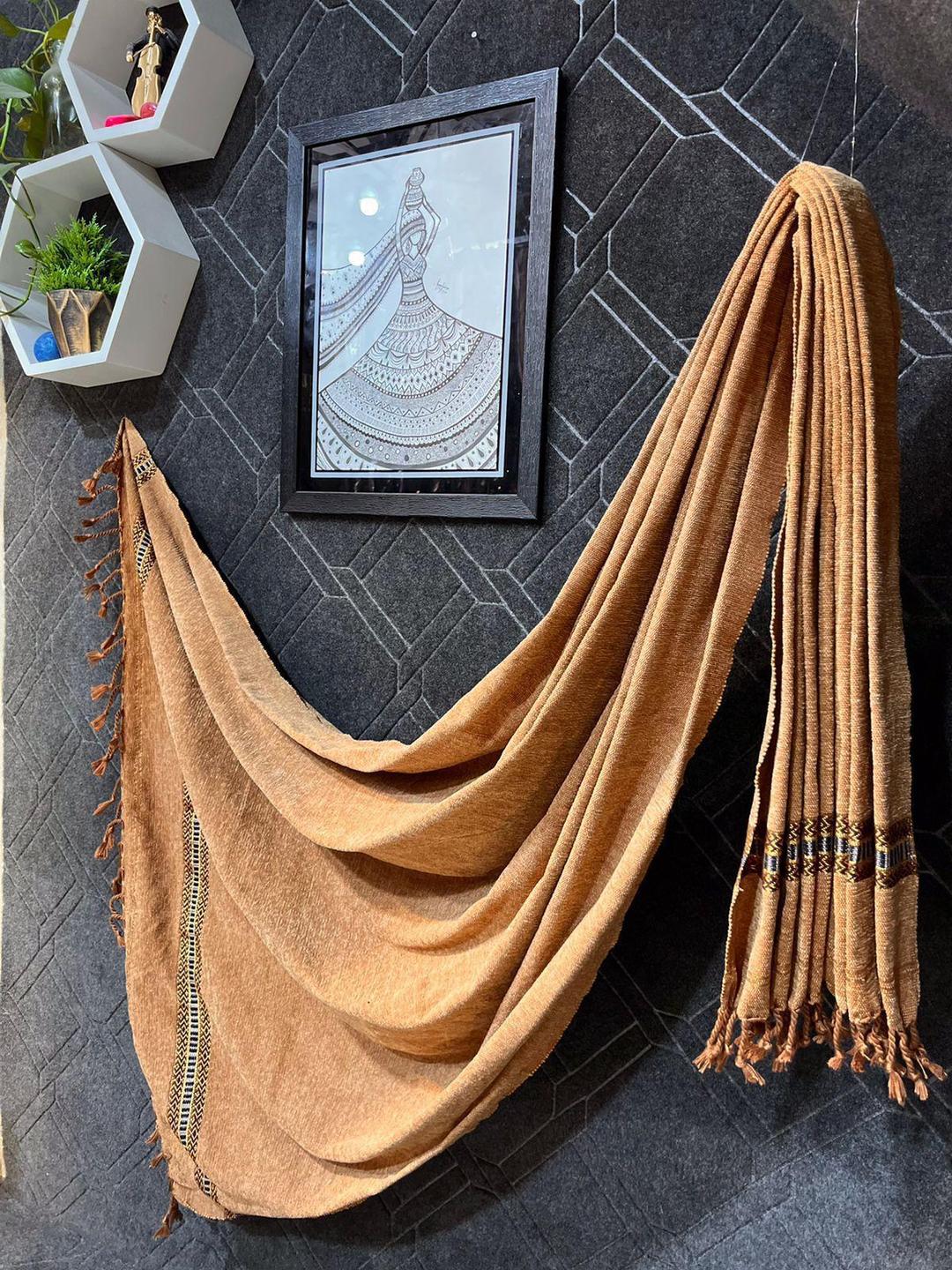 Exquisite 1 Pc Embroidered Brown Velvet Shawl