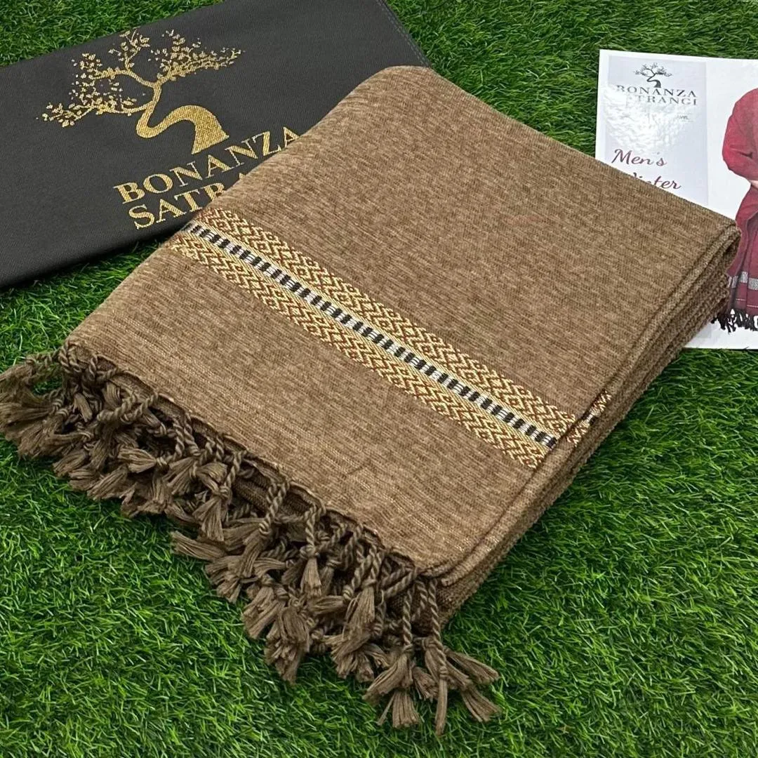 Luxurious 1 Pc Men's Velvet Plain Shawl in Brown Color