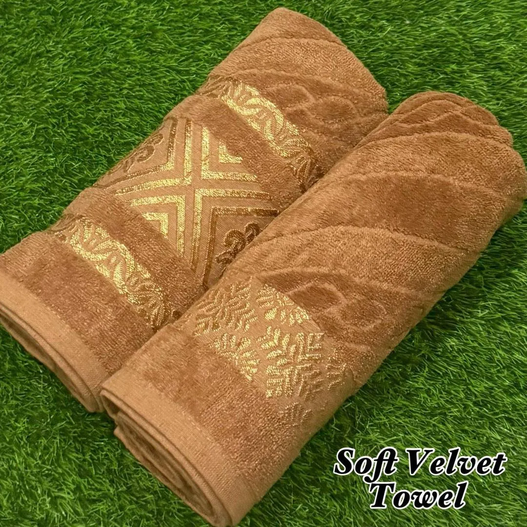 2 Pcs Soft Velvet Woven Bath Towel