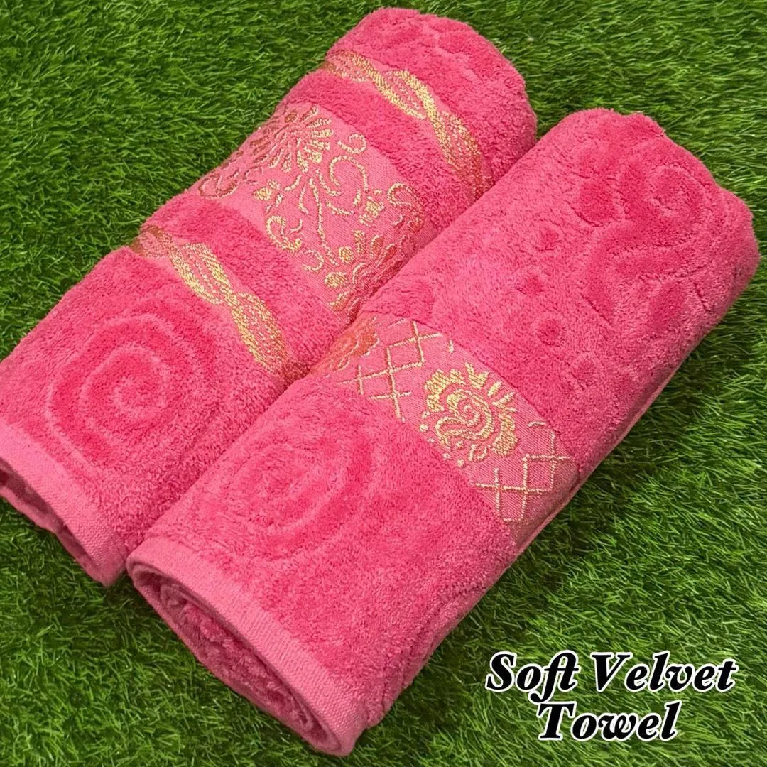2 Pcs Soft Velvet Woven Bath Towel