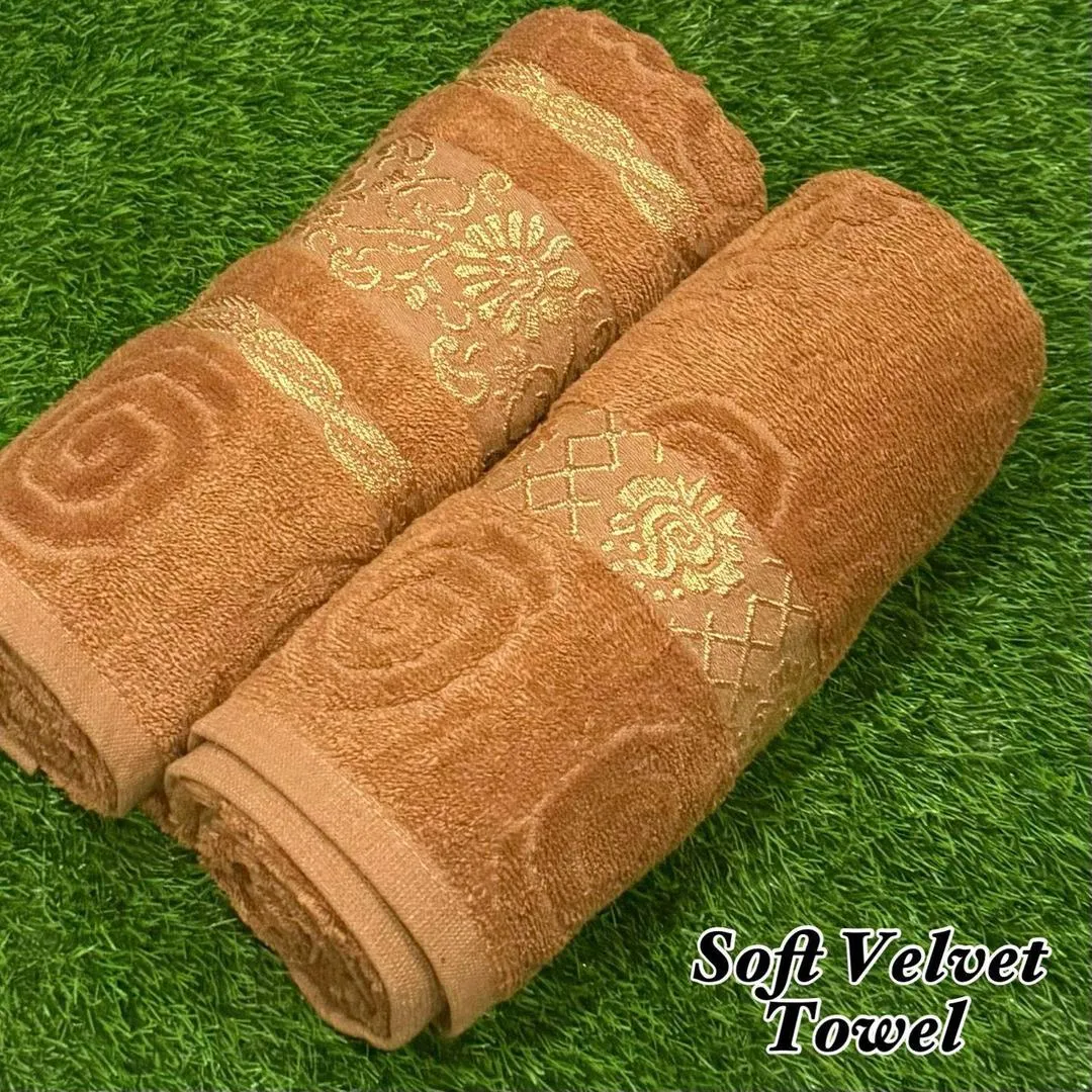 2 Pcs Soft Velvet Woven Bath Towel