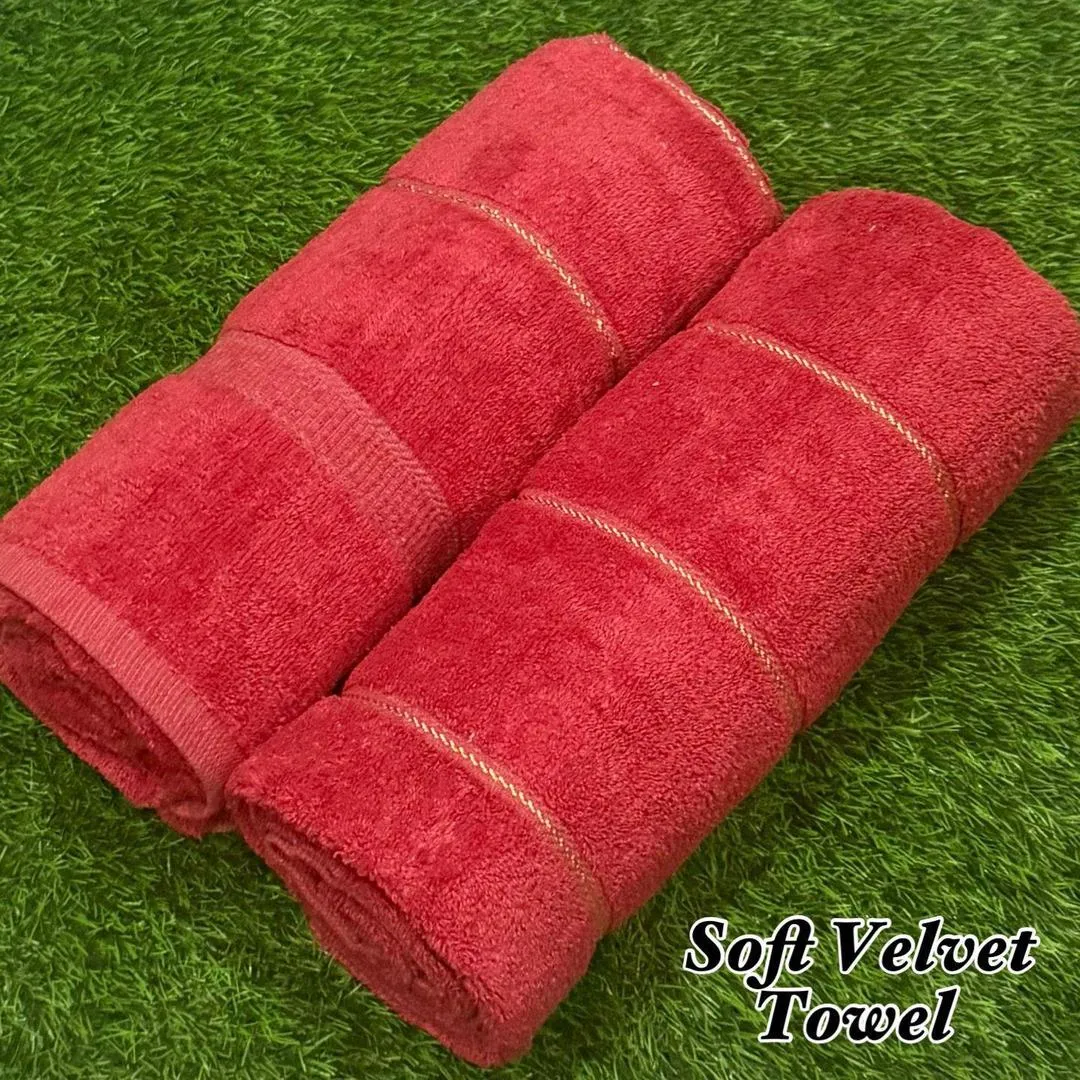2 Pcs Soft Velvet Woven Bath Towel