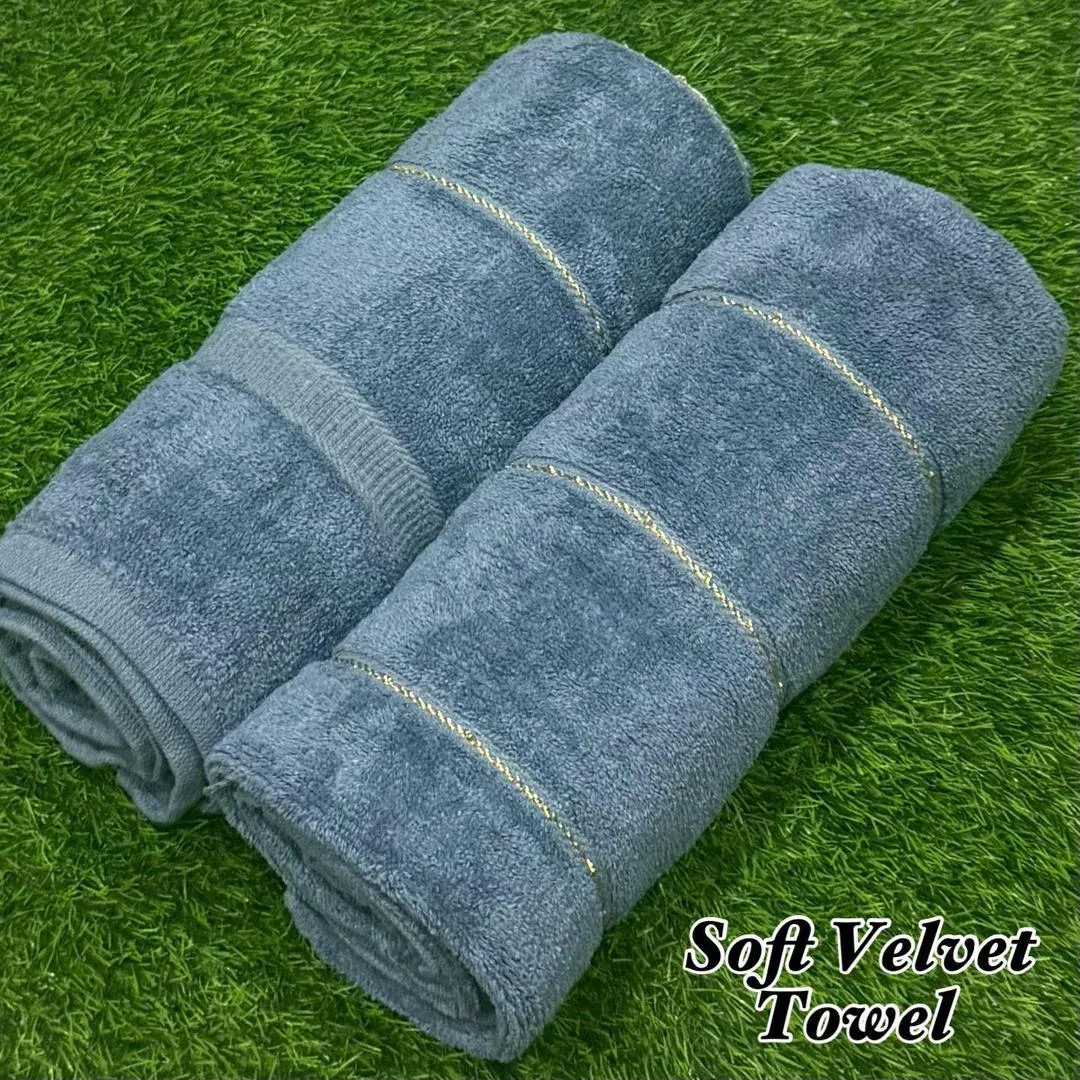 2 Pcs Soft Velvet Woven Bath Towel