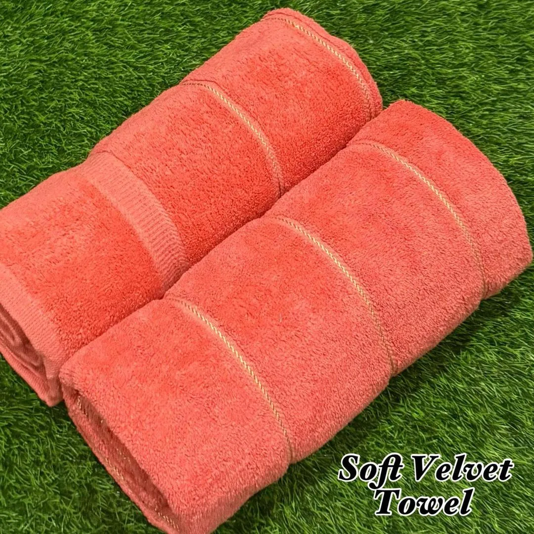 2 Pcs Soft Velvet Woven Bath Towel