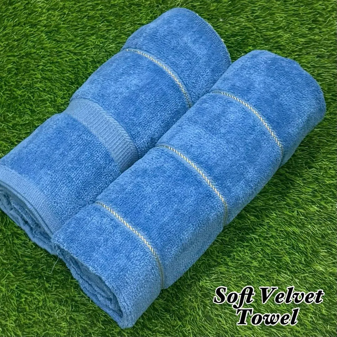2 Pcs Soft Velvet Woven Bath Towel