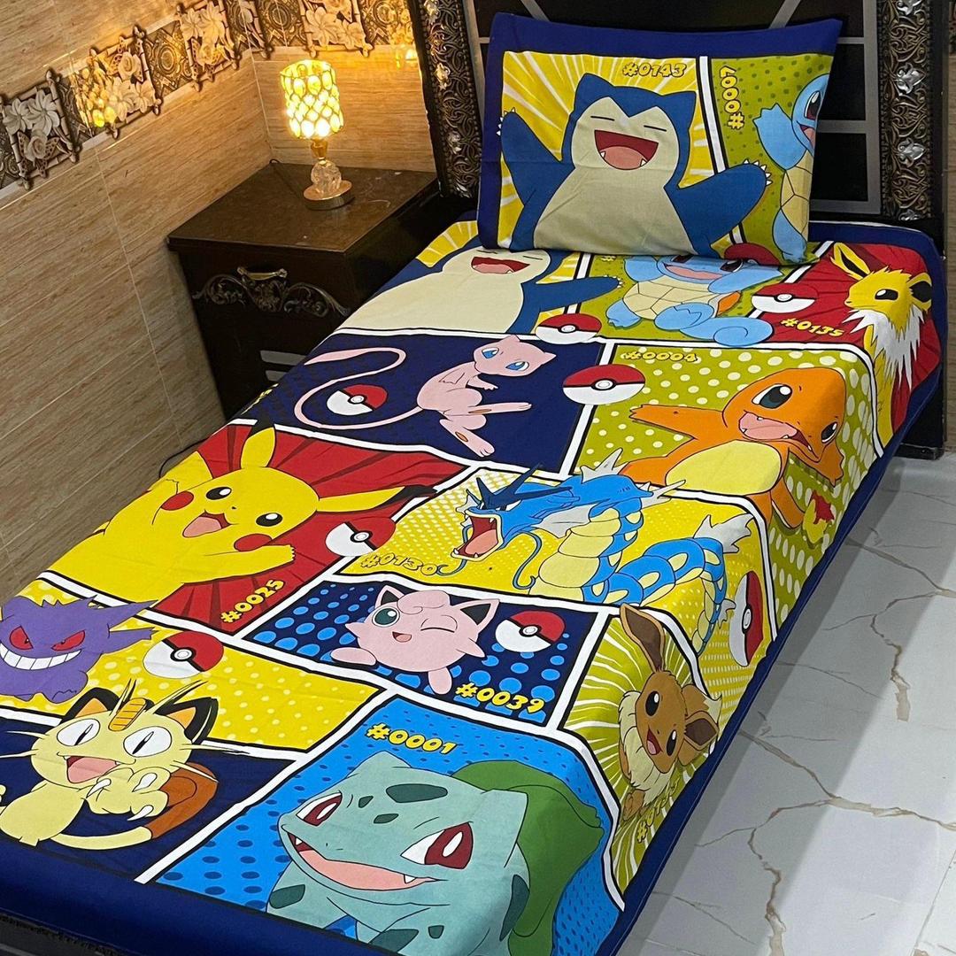 4 Pcs Cotton Printed Single Bedsheet