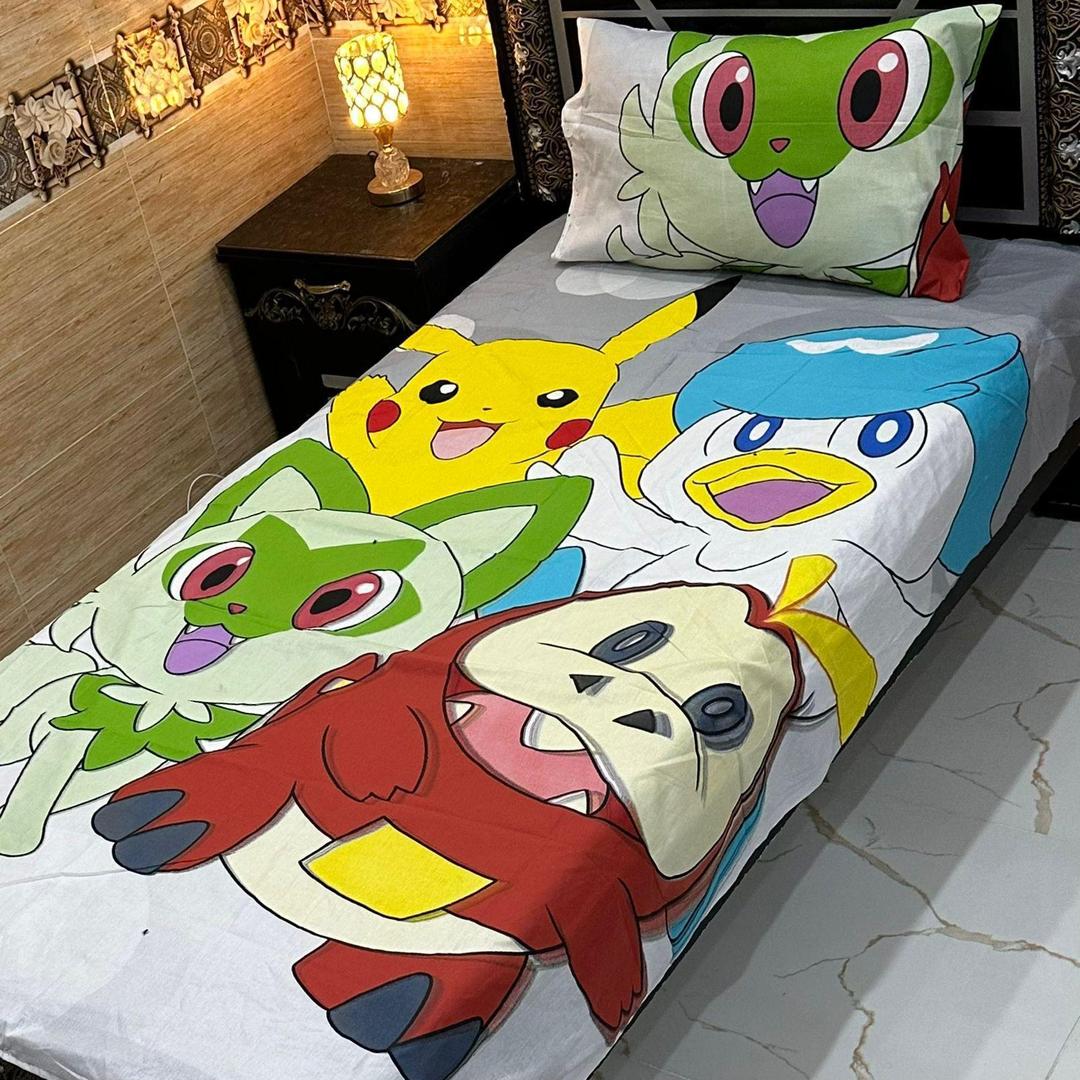 4 Pcs Cotton Printed Single Bedsheet