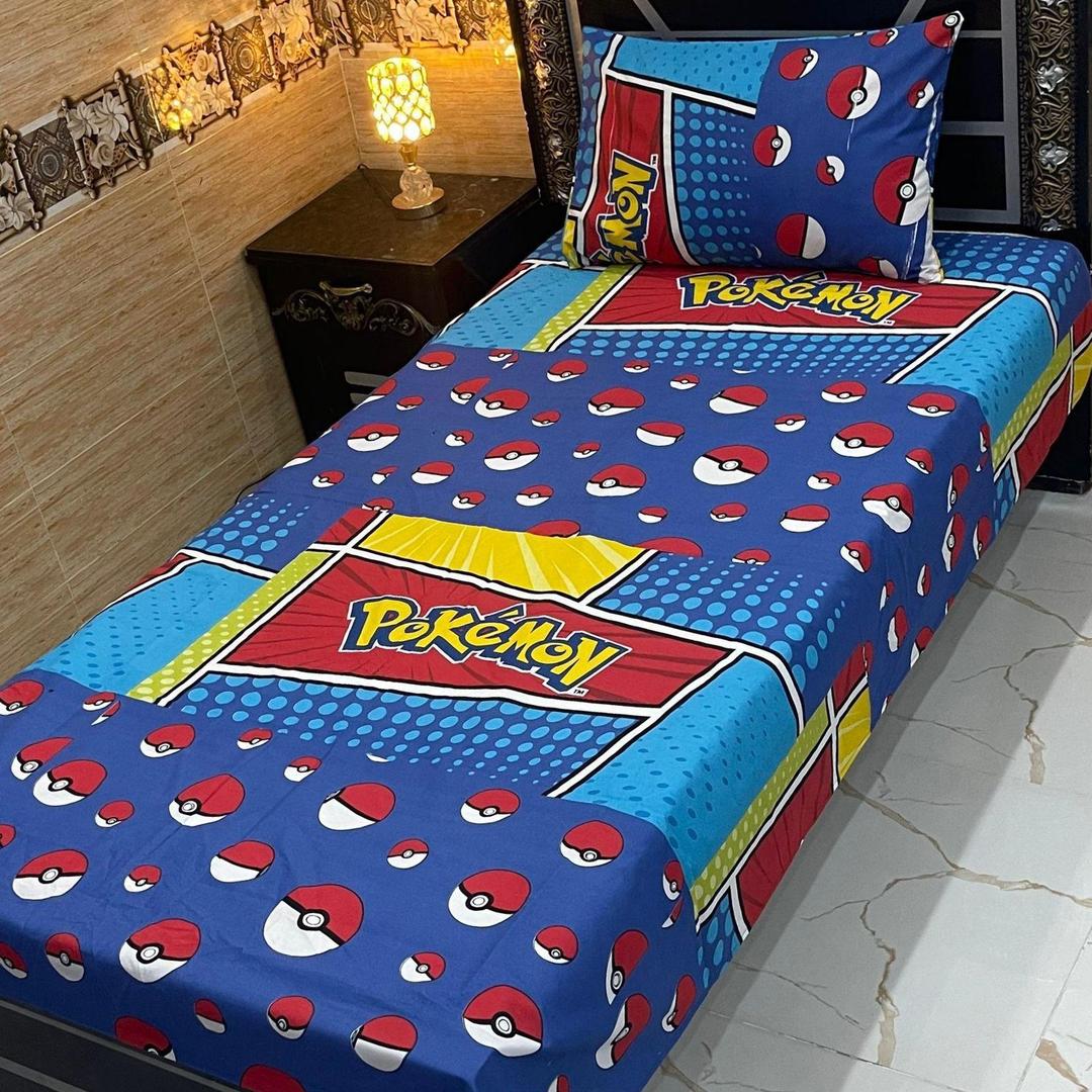 4 Pcs Cotton Printed Single Bedsheet