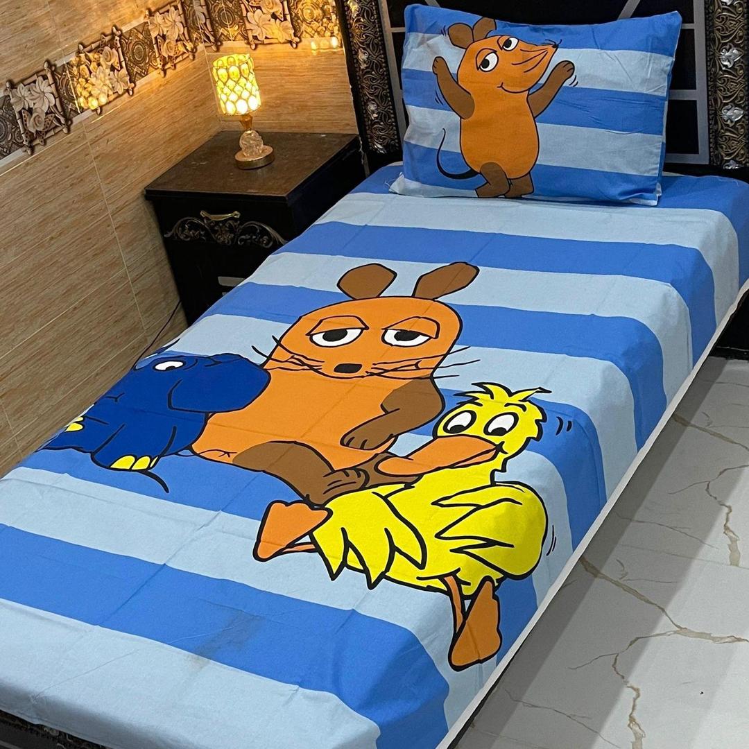 4 Pcs Cotton Printed Single Bedsheet