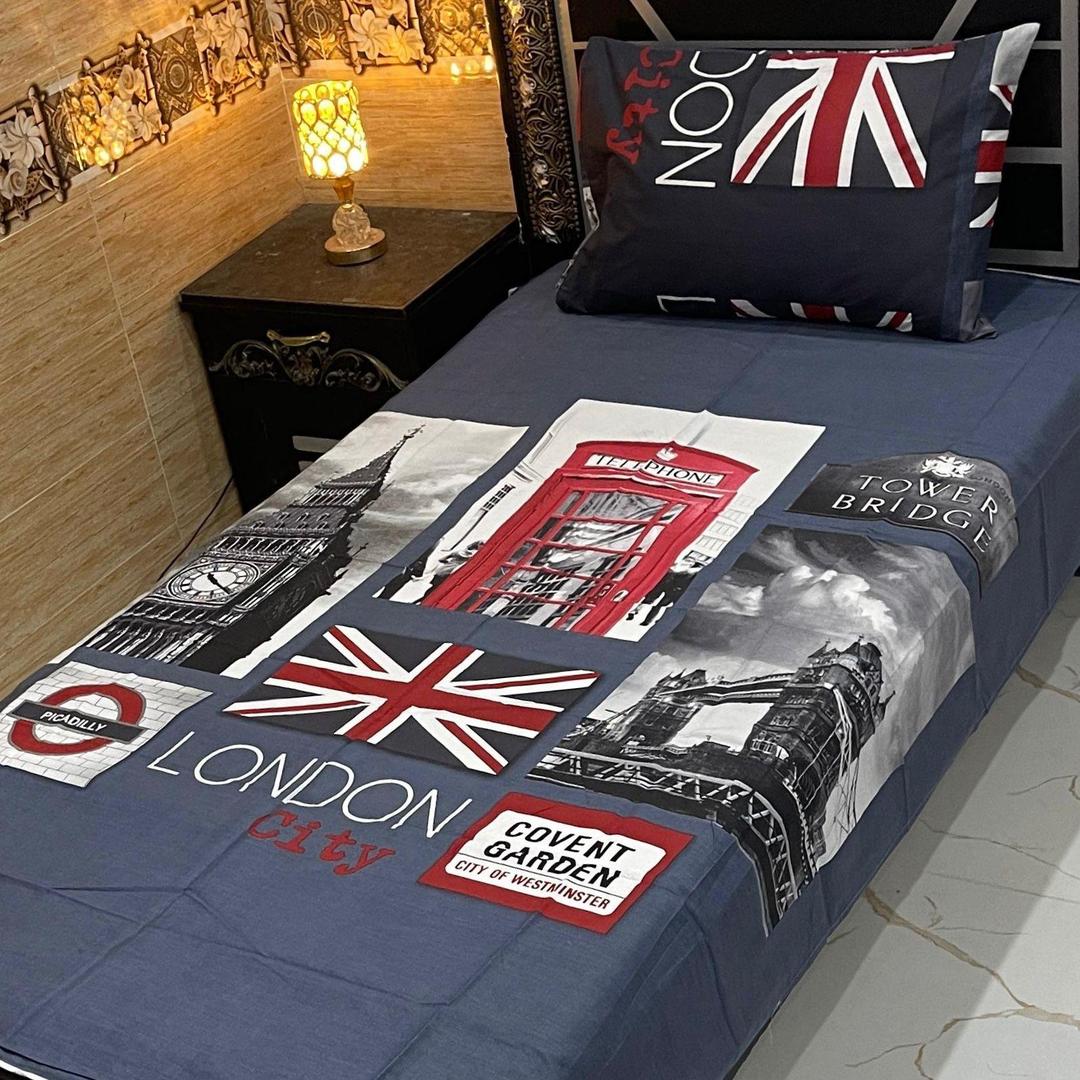 4 Pcs Cotton Printed Single Bedsheet