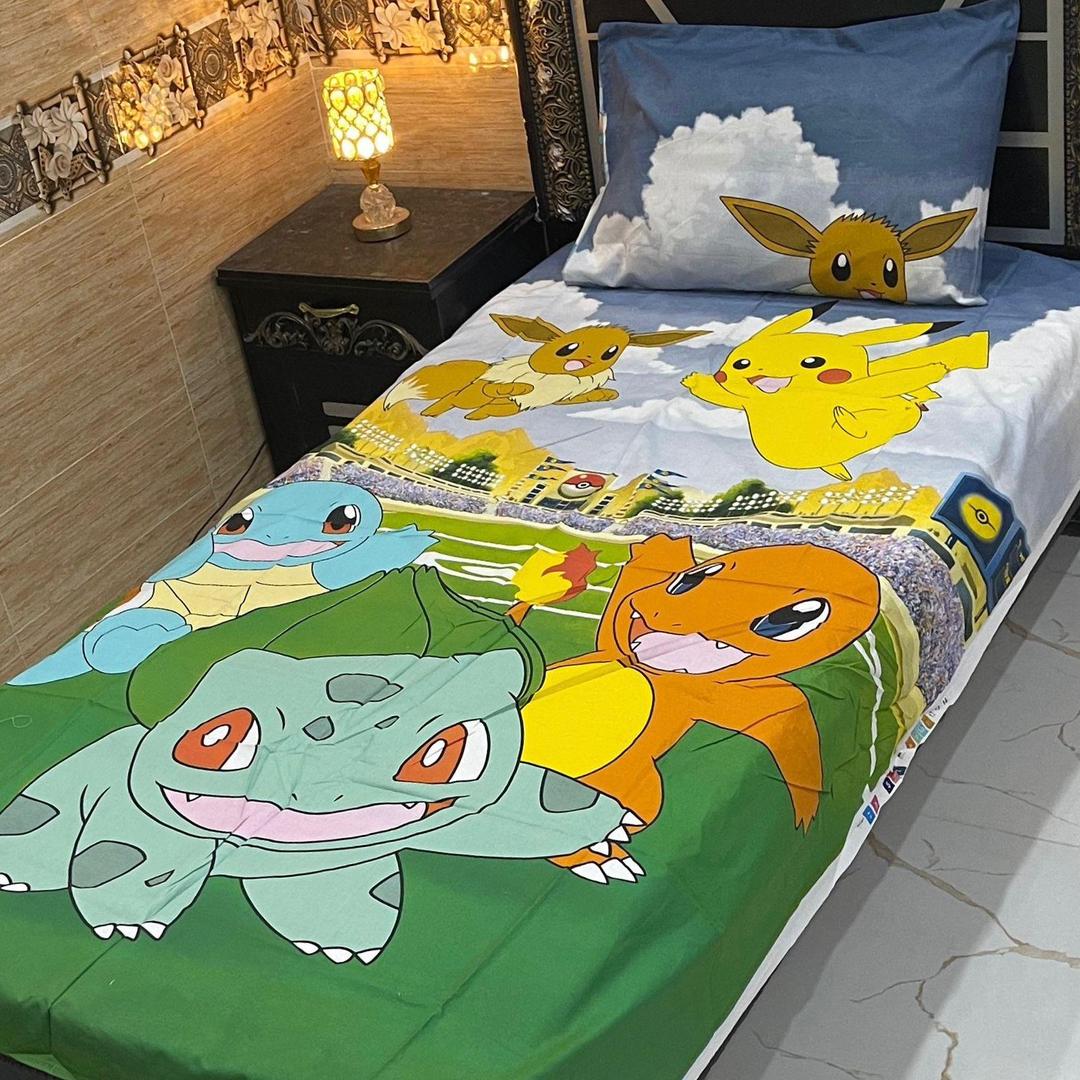 4 Pcs Cotton Printed Single Bedsheet