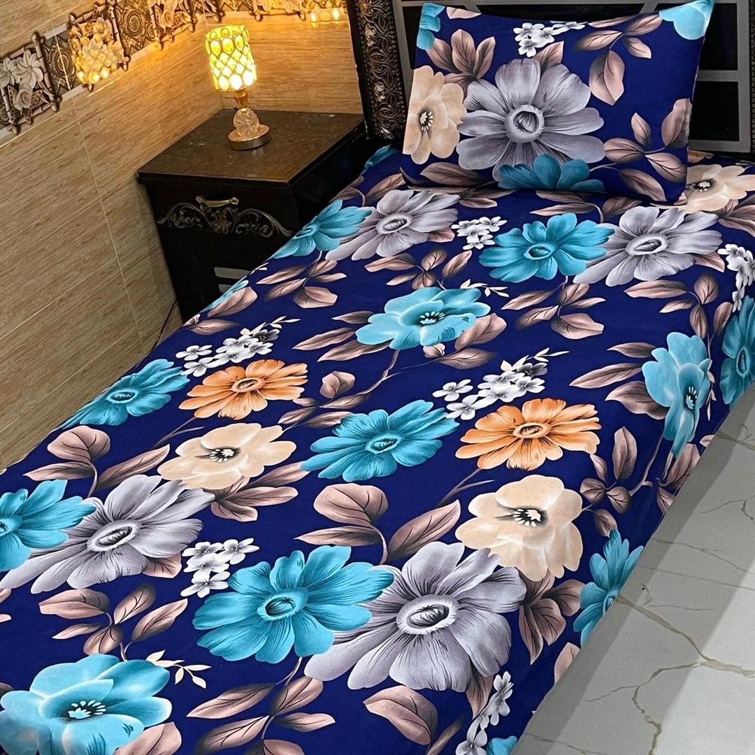 4 Pcs Crystal Cotton Printed Single Bedsheet