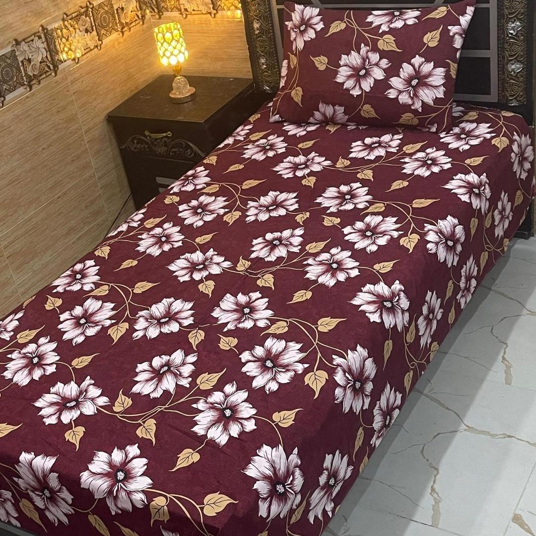 4 Pcs Crystal Cotton Printed Single Bedsheet