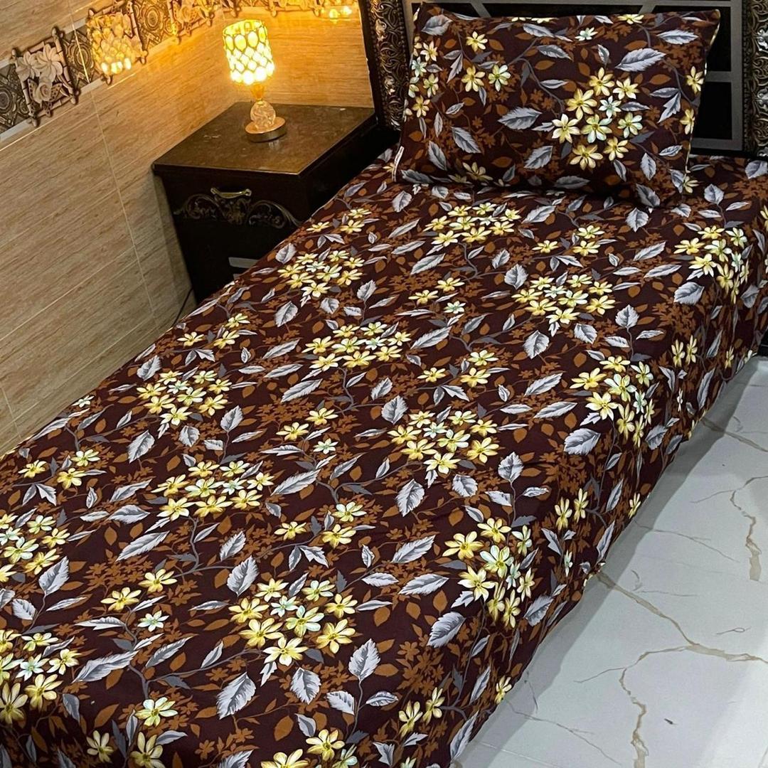 4 Pcs Crystal Cotton Printed Single Bedsheet