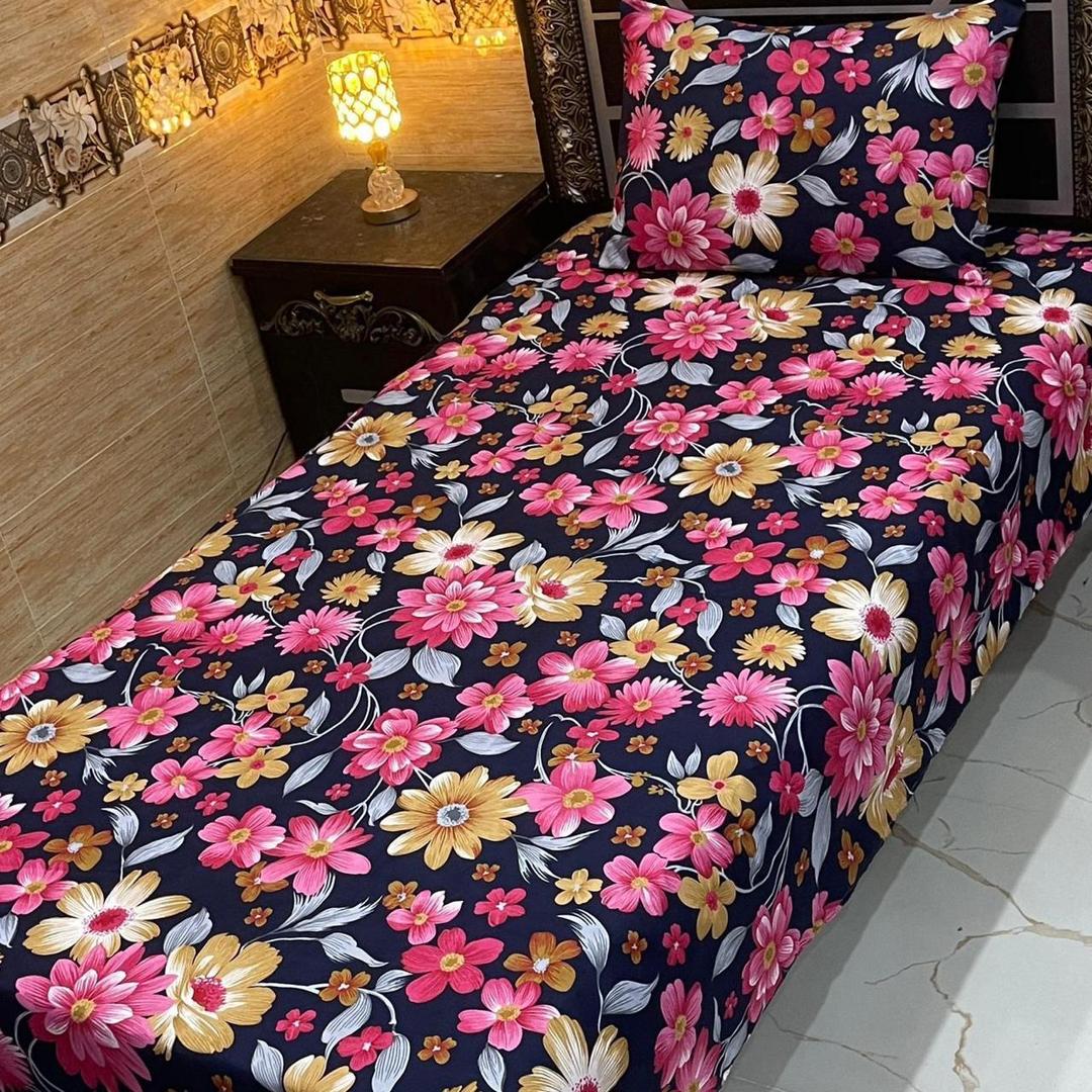 4 Pcs Crystal Cotton Printed Single Bedsheet