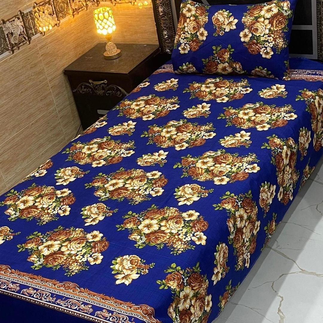 4 Pcs Crystal Cotton Printed Single Bedsheet