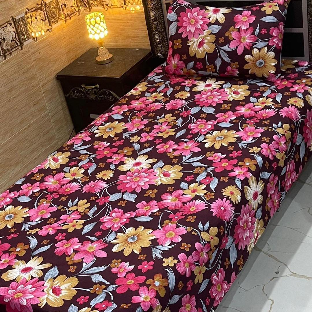 4 Pcs Crystal Cotton Printed Single Bedsheet