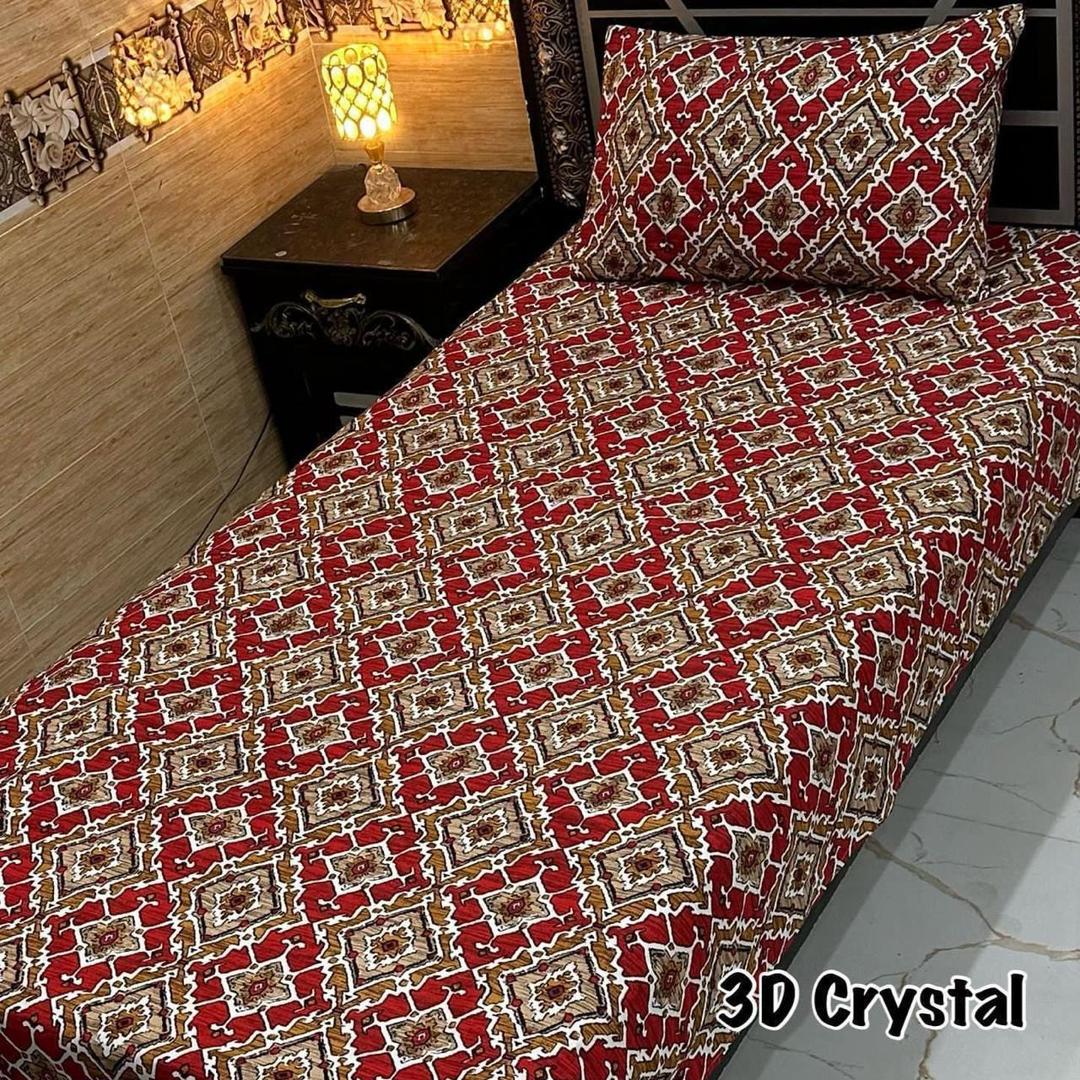 4 Pcs Crystal Cotton Printed Single Bedsheet