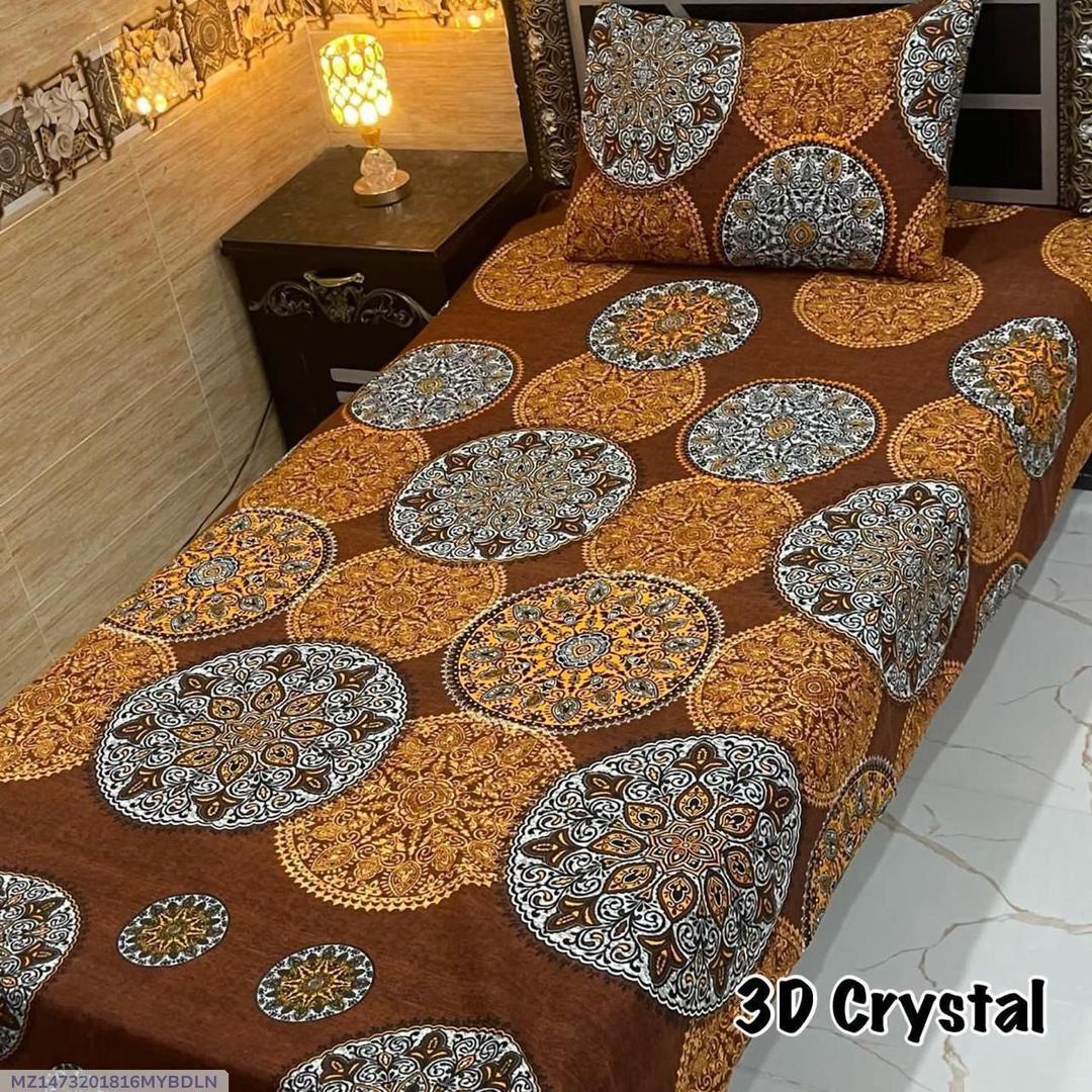 4 Pcs Crystal Cotton Printed Single Bedsheet