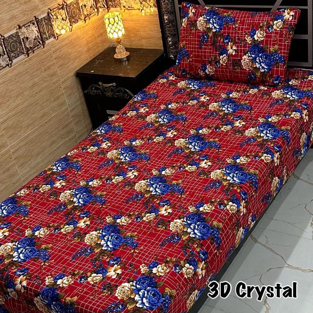 4 Pcs Crystal Cotton Printed Single Bedsheet