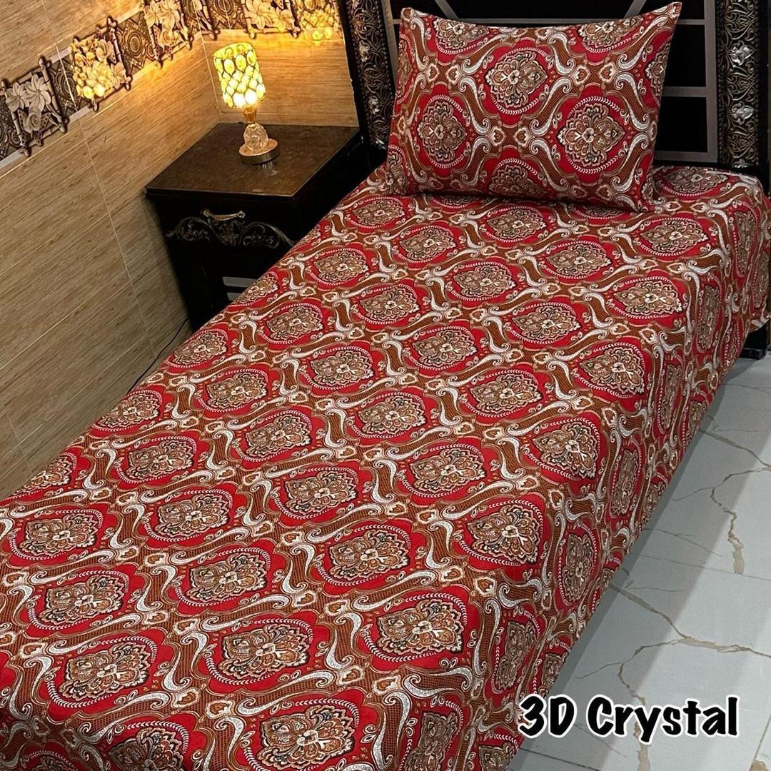 4 Pcs Crystal Cotton Printed Single Bedsheet